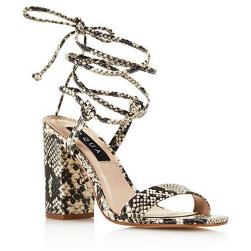 Aqua Kenzo Snakeskin Animal Print Sandal Black White Size 5.5 MEDIUM